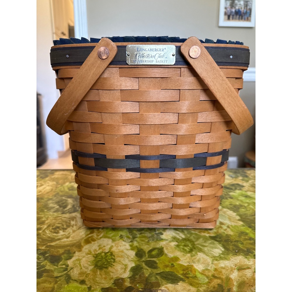 Longaberger Collectors Club Membership Basket 1997 Navy Liner & Protector